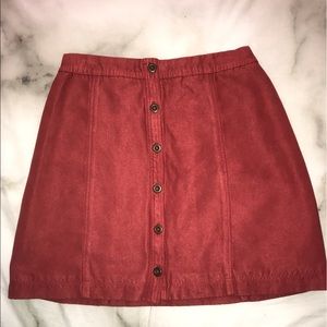 Button Down Suede Mini Skirt